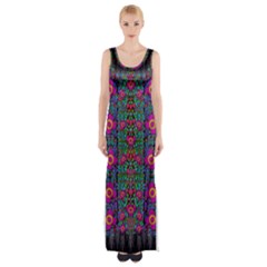 Flowers From Paradise Colors And Star Rain Maxi Thigh Split Dress by pepitasart