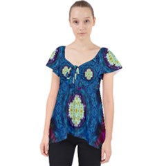 Sunshine Mandala And Fantasy Snow Floral Lace Front Dolly Top by pepitasart