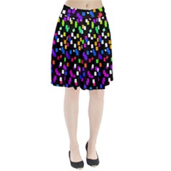 Colorful Rectangles On A Black Background                             Pleated Skirt