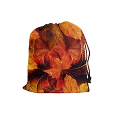 Ablaze With Beautiful Fractal Fall Colors Drawstring Pouches (large)  by jayaprime