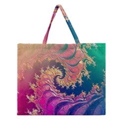 Rainbow Octopus Tentacles In A Fractal Spiral Zipper Large Tote Bag by jayaprime