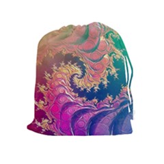 Rainbow Octopus Tentacles In A Fractal Spiral Drawstring Pouches (extra Large) by jayaprime