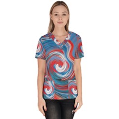 Red And Blue Rounds Scrub Top