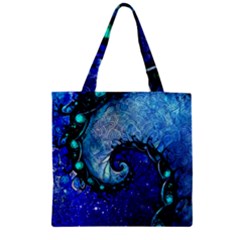 Nocturne Of Scorpio, A Fractal Spiral Painting Zipper Grocery Tote Bag by jayaprime