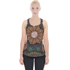 Abloom In Autumn Leaves With Faded Fractal Flowers Piece Up Tank Top by jayaprime