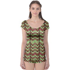 Zig Zag Multicolored Ethnic Pattern Boyleg Leotard  by dflcprintsclothing