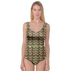 Zig Zag Multicolored Ethnic Pattern Princess Tank Leotard 