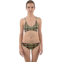 Zig Zag Multicolored Ethnic Pattern Wrap Around Bikini Set by dflcprintsclothing