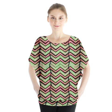 Zig Zag Multicolored Ethnic Pattern Blouse by dflcprintsclothing