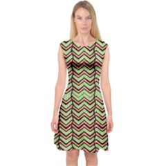 Zig Zag Multicolored Ethnic Pattern Capsleeve Midi Dress by dflcprintsclothing