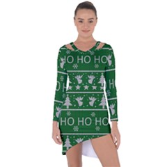 Ugly Christmas Sweater Asymmetric Cut-out Shift Dress by Valentinaart