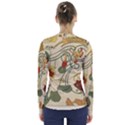 Floral Art Nouveau V-Neck Long Sleeve Top View2