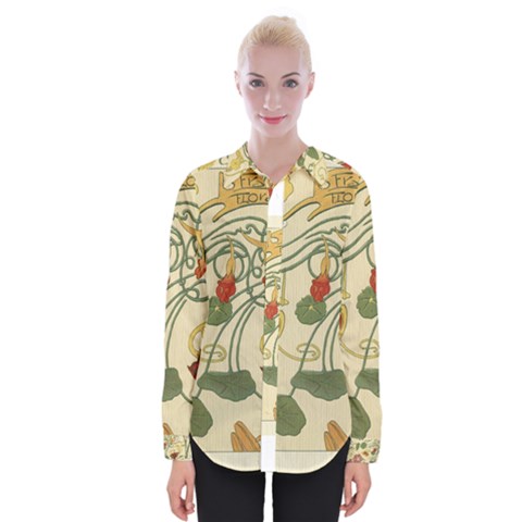 Floral Art Nouveau Womens Long Sleeve Shirt by NouveauDesign