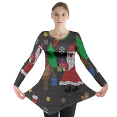 Ugly Christmas Sweater Long Sleeve Tunic  by Valentinaart