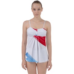 Tricolor Banner Watercolor Painting Art Babydoll Tankini Set by picsaspassion