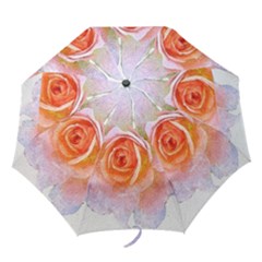 Pink Rose Flower, Floral Oil Painting Art Folding Umbrellas by picsaspassion