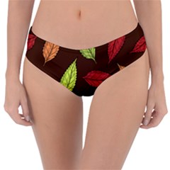 Autumn Leaves Pattern Reversible Classic Bikini Bottoms