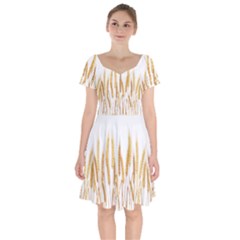 Wheat Plants Short Sleeve Bardot Dress by Mariart