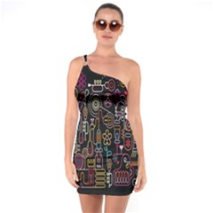 Features Illustration One Soulder Bodycon Dress by Mariart