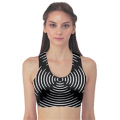 Gold Wave Seamless Pattern Black Hole Sports Bra by Mariart