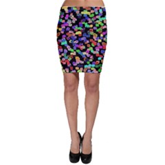 Colorful Paint Strokes On A Black Background                                Bodycon Skirt by LalyLauraFLM