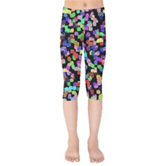 Colorful Paint Strokes On A Black Background                       Kids  Capri Leggings