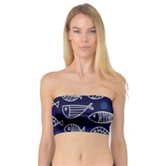 Love Fish Seaworld Swim Blue White Sea Water Cartoons Bandeau Top by Mariart