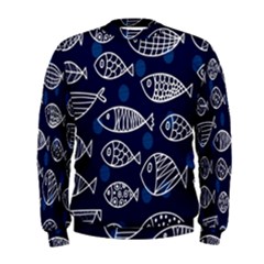 Love Fish Seaworld Swim Blue White Sea Water Cartoons Men s Sweatshirt by Mariart