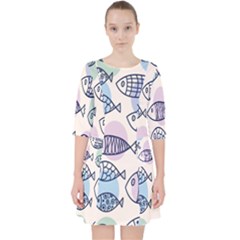 Love Fish Seaworld Swim Blue White Sea Water Cartoons Rainbow Polka Dots Pocket Dress by Mariart