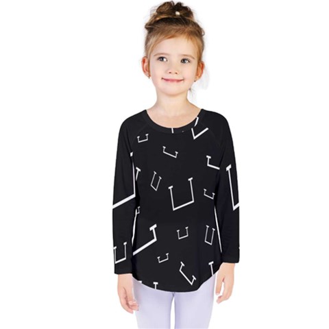 Pit White Black Sign Pattern Kids  Long Sleeve Tee by Mariart