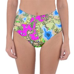 Painting Map Pink Green Blue Street Reversible High-waist Bikini Bottoms by Mariart