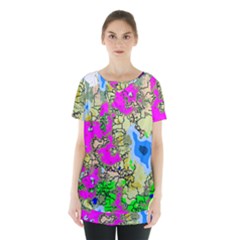 Painting Map Pink Green Blue Street Skirt Hem Sports Top