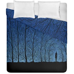 Forest Tree Night Blue Black Man Duvet Cover Double Side (california King Size) by Mariart