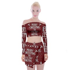 Ugly Christmas Sweater Off Shoulder Top With Mini Skirt Set by Valentinaart