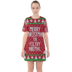 Ugly Christmas Sweater Sixties Short Sleeve Mini Dress by Valentinaart