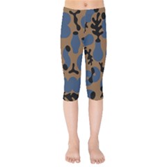 Superfiction Object Blue Black Brown Pattern Kids  Capri Leggings  by Mariart