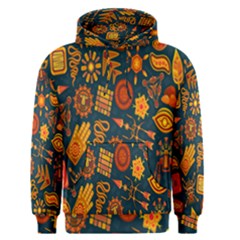 Tribal Ethnic Blue Gold Culture Men s Pullover Hoodie by Mariart