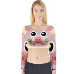 Luck Lucky Pig Pig Lucky Charm Long Sleeve Crop Top by Celenk