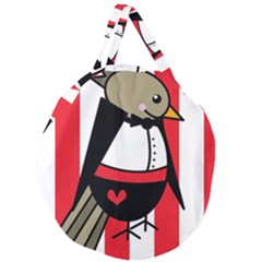 Bird Cute Design Cartoon Drawing Giant Round Zipper Tote by Celenk