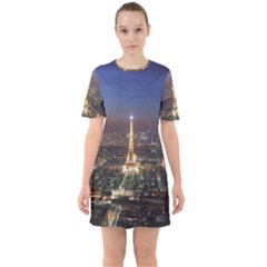 Paris At Night Sixties Short Sleeve Mini Dress by Celenk