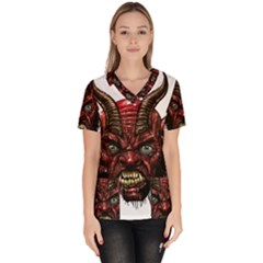 Krampus Devil Face Scrub Top