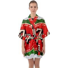 Fresh Up With  7 Up Bottle Cap Tin Metal Quarter Sleeve Kimono Robe by Celenk