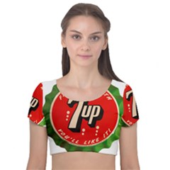 Fresh Up With  7 Up Bottle Cap Tin Metal Velvet Crop Top