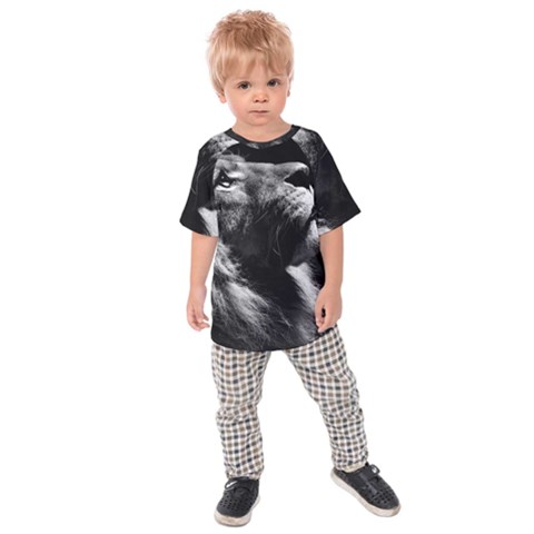 Male Lion Face Kids Raglan Tee by Celenk