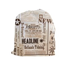 Vintage Newspapers Headline Typography Drawstring Pouches (extra Large)