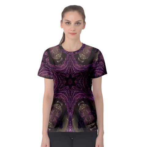 Pink Purple Kaleidoscopic Design Women s Sport Mesh Tee by yoursparklingshop