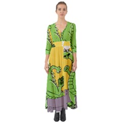 Dragon Button Up Boho Maxi Dress by Celenk