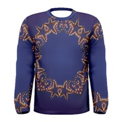 Blue Gold Look Stars Christmas Wreath Men s Long Sleeve Tee by yoursparklingshop