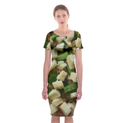 Cheese And Peppers Green Yellow Funny Design Classic Short Sleeve Midi Dress by yoursparklingshop