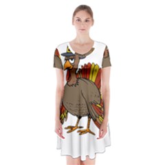 Thanksgiving Turkey  Short Sleeve V-neck Flare Dress by Valentinaart